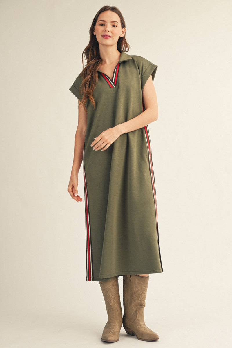 Trim Detail Midi Dress