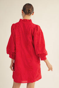 Tonal Embroidered Floral Dress