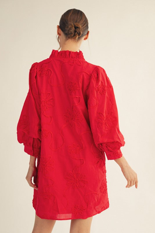 Tonal Embroidered Floral Dress