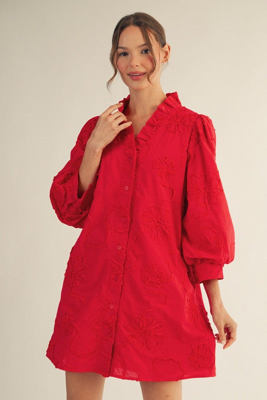 Tonal Embroidered Floral Dress