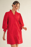 Tonal Embroidered Floral Dress