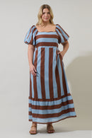 Striped Babydoll Maxi Dress