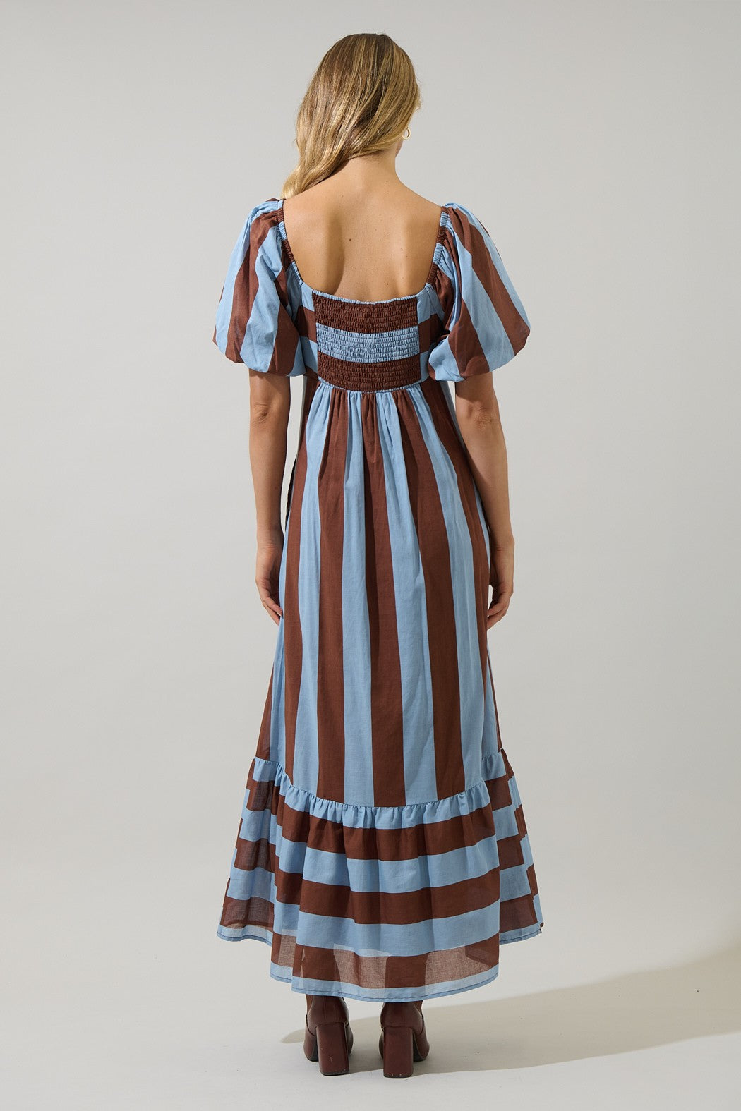 Striped Babydoll Maxi Dress