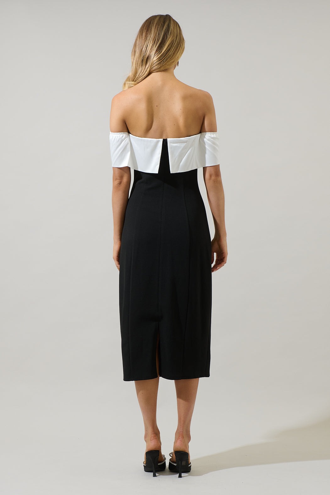 Bowtie Off-The-Shoulder Midi Dress