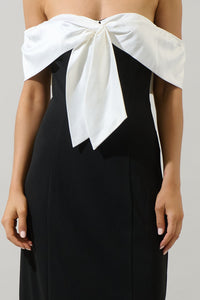 Bowtie Off-The-Shoulder Midi Dress