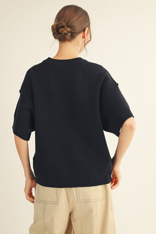 Black Raw Edge Sweater
