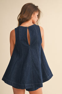 Denim Longline Top & Short Set