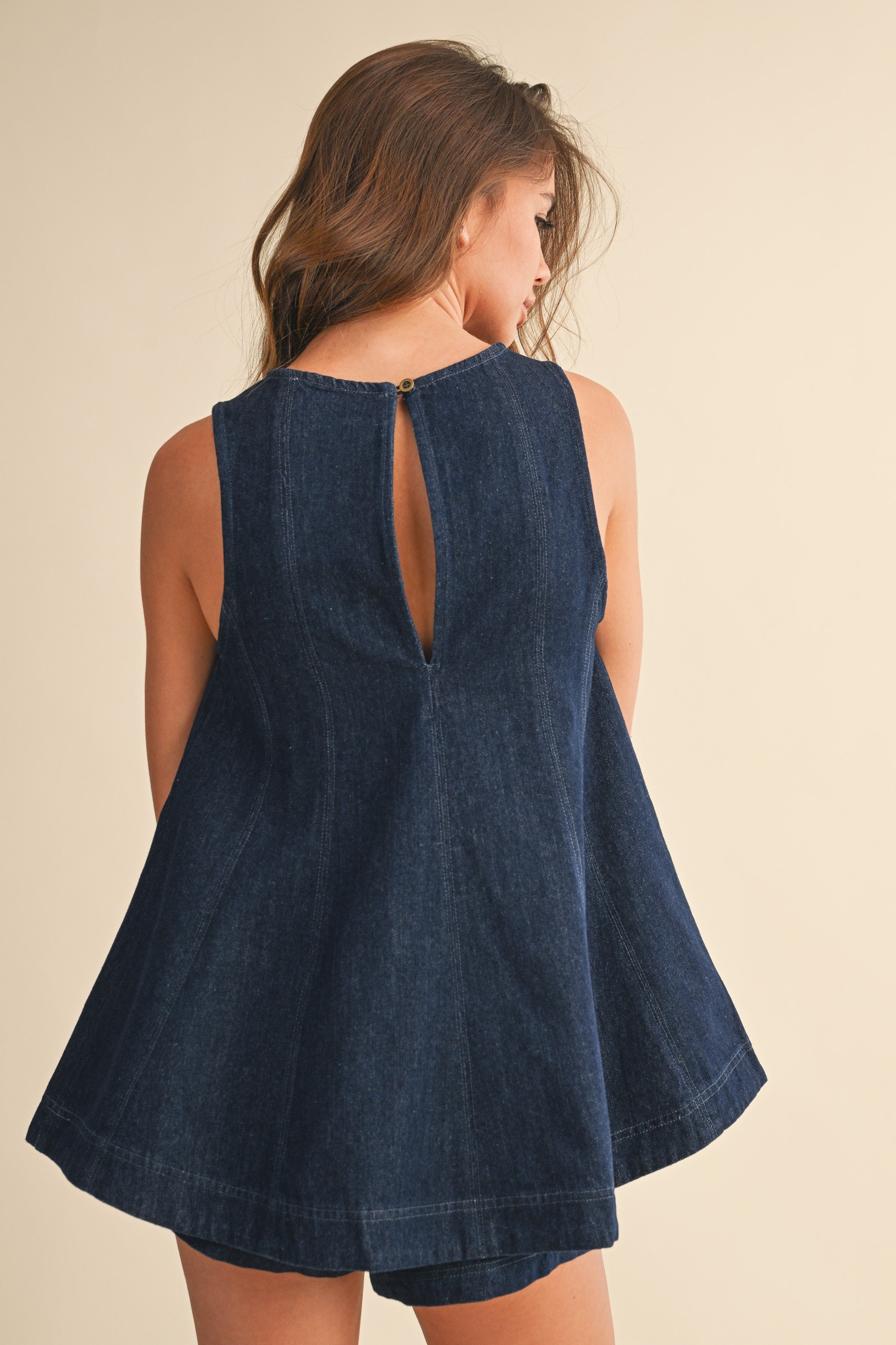 Denim Longline Top & Short Set