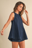 Denim Longline Top & Short Set