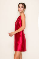 Backless Halter Satin Dress
