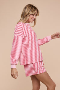 Soft Brushed Striped Short Set