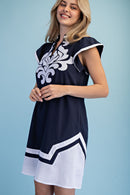 Embroidered Linen Mini Dress