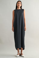 Draped Back Sleeveless Midi Dress