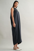 Draped Back Sleeveless Midi Dress