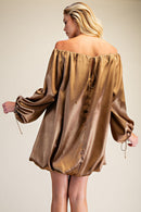 Gold Off-The-Shoulder Mini Dress