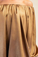Gold Off-The-Shoulder Mini Dress