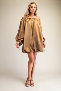 Gold Off-The-Shoulder Mini Dress