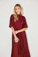 Pleated Mix Media Maxi Dress
