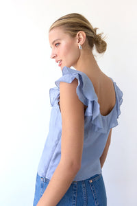 Fitted Ruffle Neck Blouse