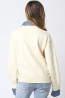 Contrast Denim Collar Sweater