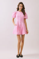 Puff Sleeve Covered Button Down Dress