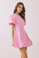 Puff Sleeve Covered Button Down Dress