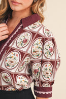 Scallop Trim Printed Top