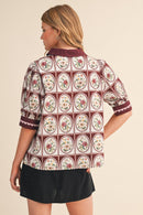 Scallop Trim Printed Top