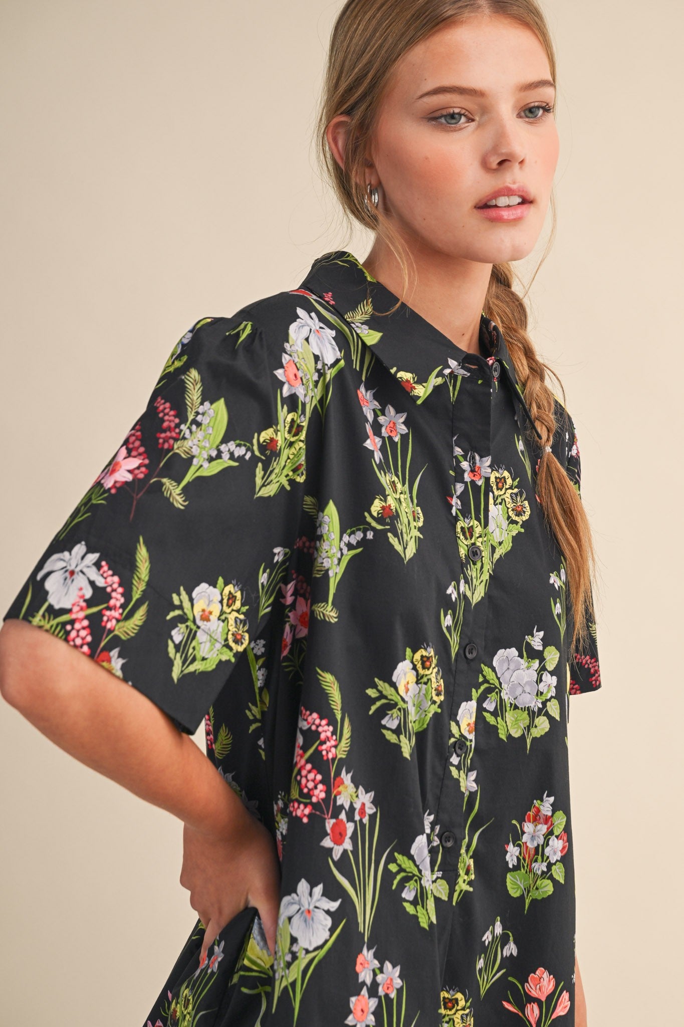 Floral Button-Down Mini Dress