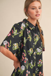 Floral Button-Down Mini Dress
