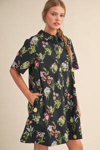 Floral Button-Down Mini Dress