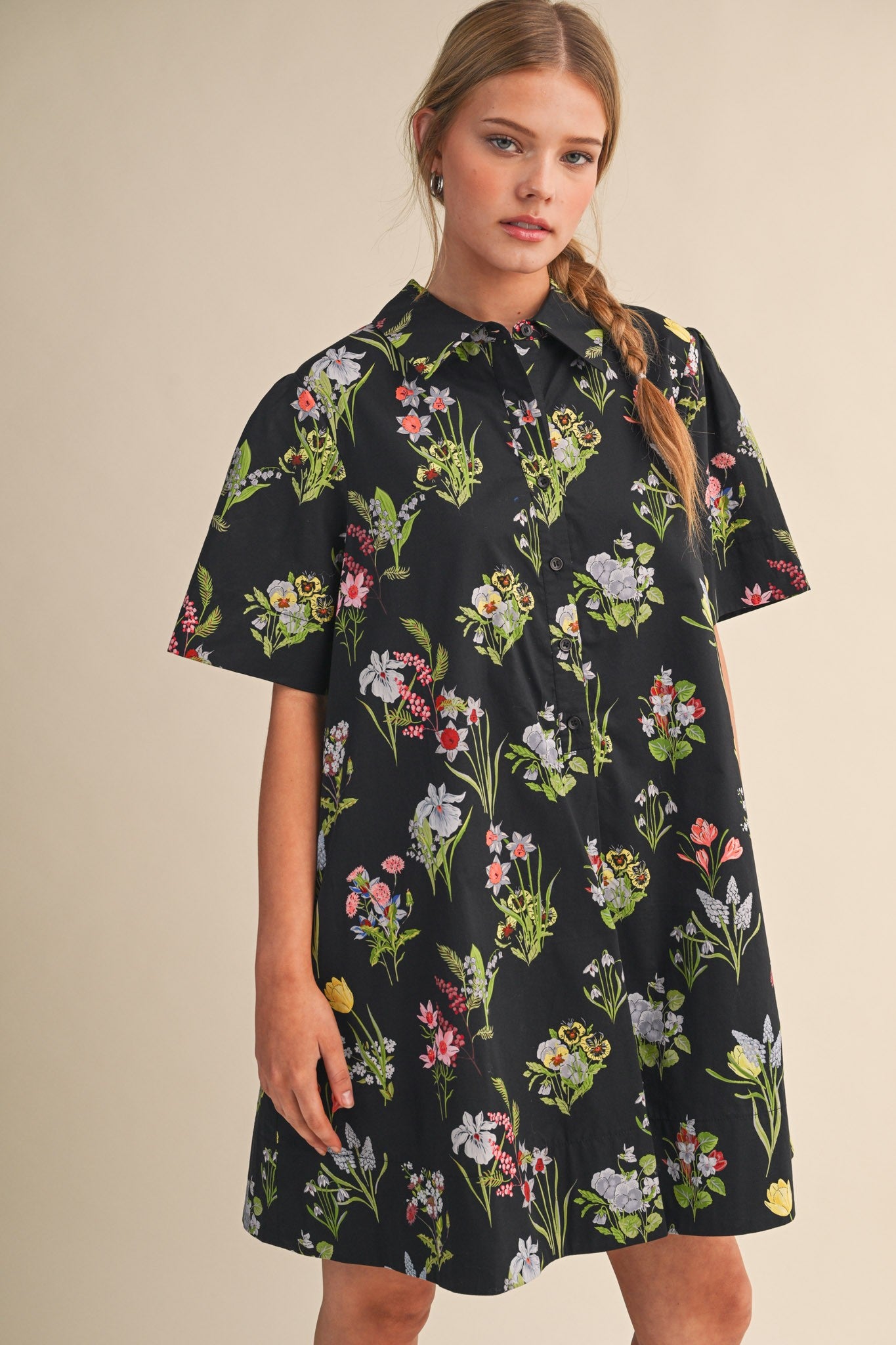 Floral Button-Down Mini Dress