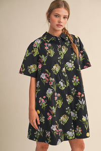 Floral Button-Down Mini Dress