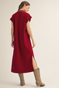 Stitch Detail Side Slit Midi Dress