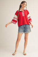 Colorblock Raw Hem Polo T-Shirt