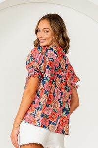 Floral Embroidered V-Neck Top