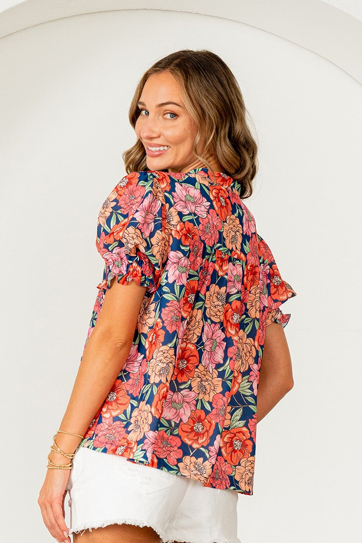 Floral Embroidered V-Neck Top
