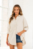 Oversized Striped Button-Down