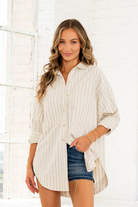 Oversized Striped Button-Down