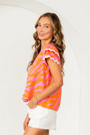 Ric-Rac Sleeve Zebra Top