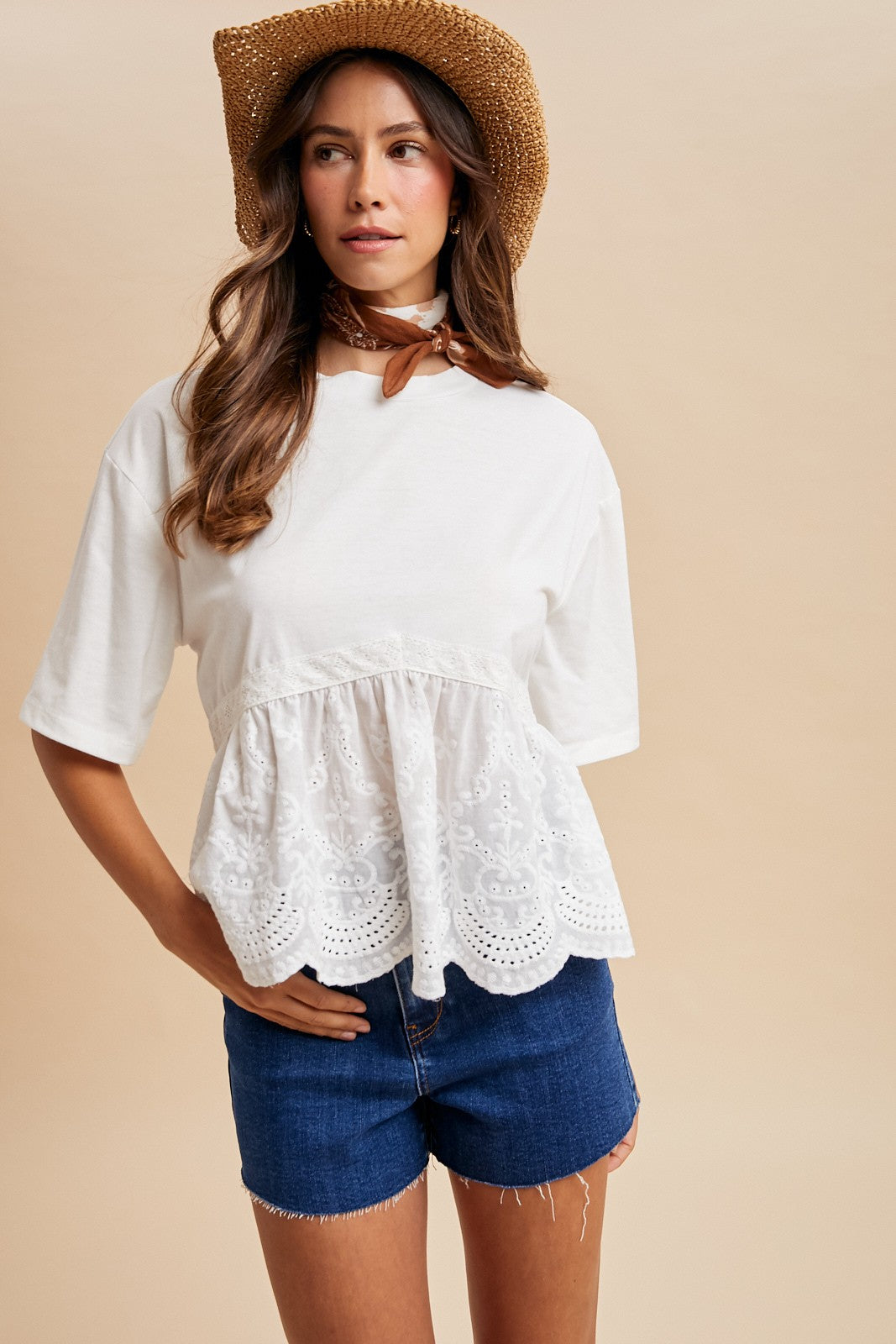 Scallop Lace Babydoll Top
