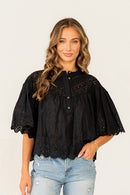 Scalloped Eyelet Embroidered Top