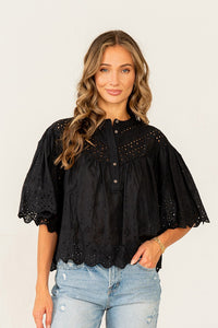 Scalloped Eyelet Embroidered Top