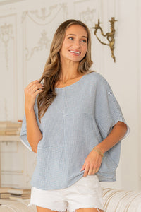 Patchwork Striped Dolman Top