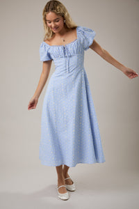 Embroidered Gingham Midi Dress