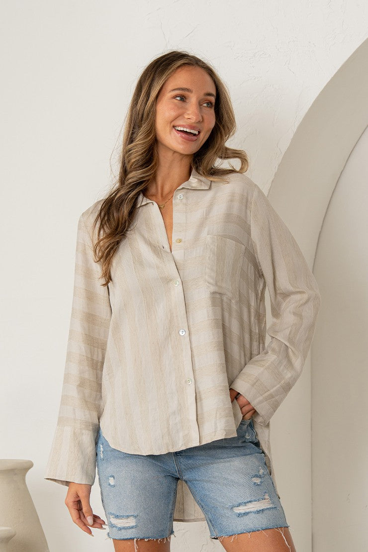Tonal Striped Button Down