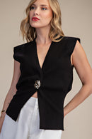 Sleeveless V-Neck Vest