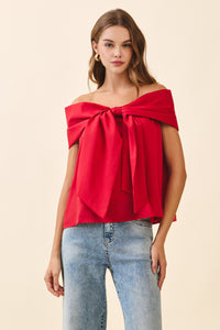 Bow Accented Off-The-Shoulder Top