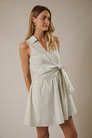 Sleeveless Surplice Tie Mini Dress