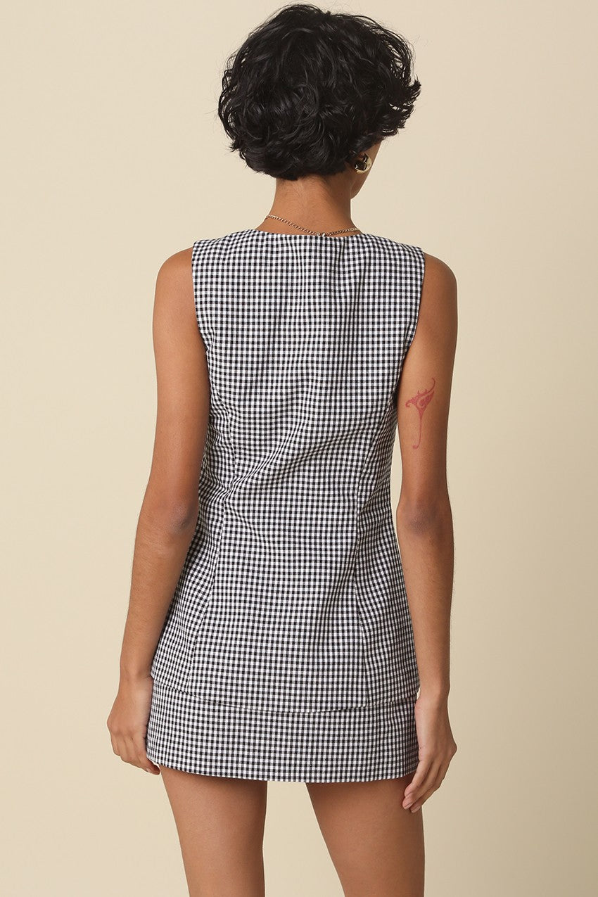 Gingham Button-Front Dress